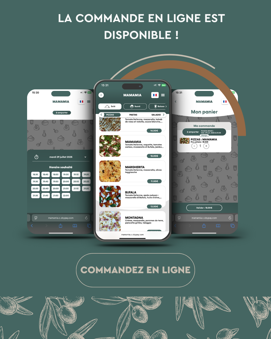 Pop-up commande en ligne Mamamia italian Food Saint-Brès